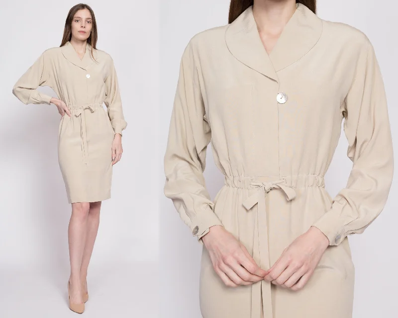 90s Silk Minimalist Secretary Dress - Extra Small Classic Striped Mini Dress