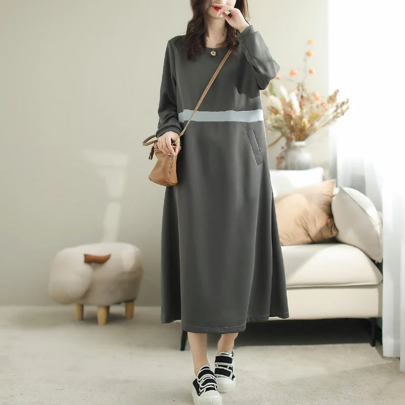 Autumn Minimalist Casual Cotton Loose Dress Elegant Mini Dress with Ruffles