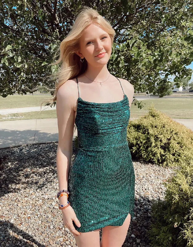 Lyla | Sheath Sequin Short Mini Homecoming Dress Elegant Satin Mini Dress
