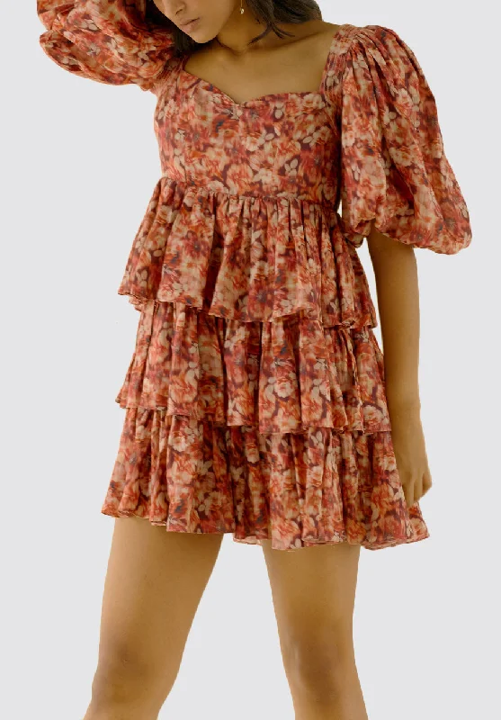 Doreen Mini Red Dress Elegant Vintage Mini Dress