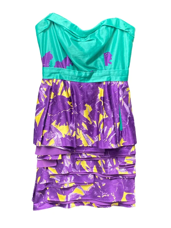 Green & Purple Dress Party Short Bcbgmaxazria, Size 4 Tunics Lace romantic