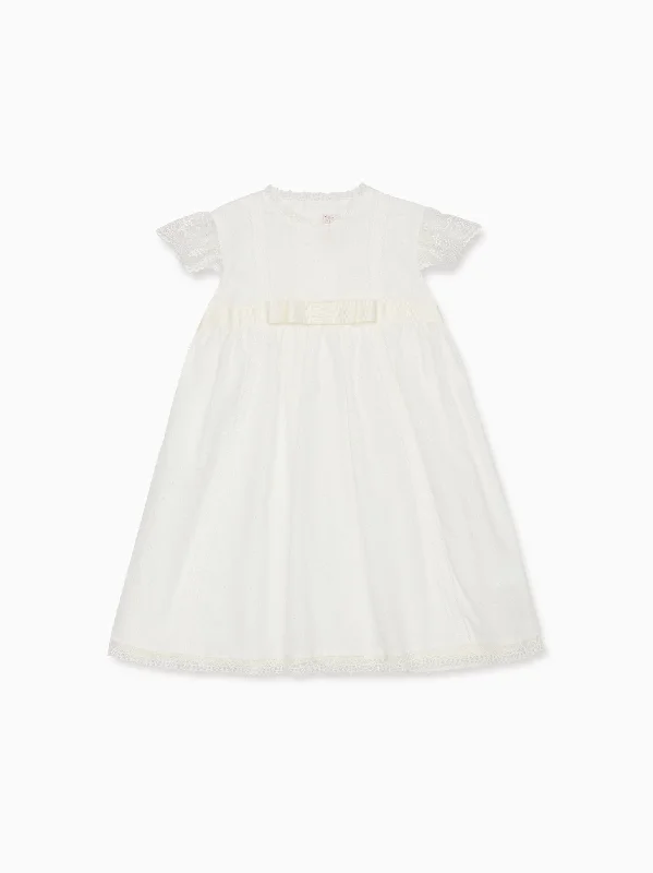 Ivory Herminia Ceremony Girl Dress Cozy Ribbed Mini Dress