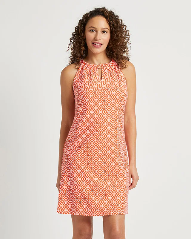 Jude Connally Lisa Dress - Mini Links Geo Apricot Stylish Ruffle Mini Dress