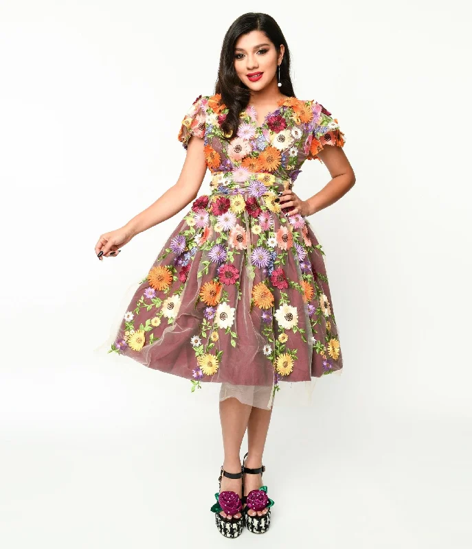 Magnolia Place Burgundy Flower Party Midori Swing Dress Tunics Recommended stylist