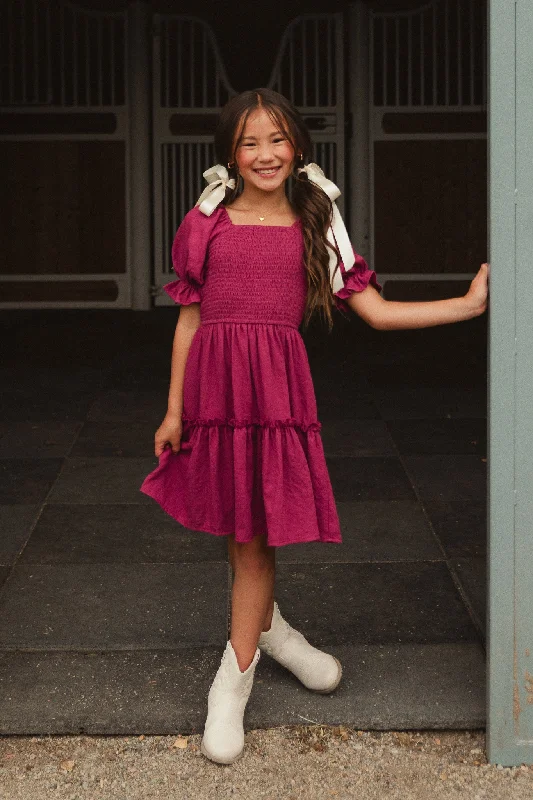 Mini Lani Dress in Berry Elegant Lace-Up Mini Dress