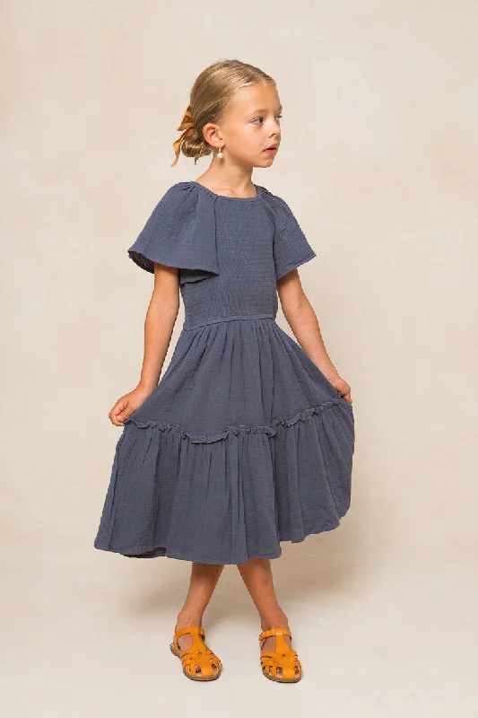 Mini Lennon Dress in Dusty Blue Cozy A-Line Mini Dress