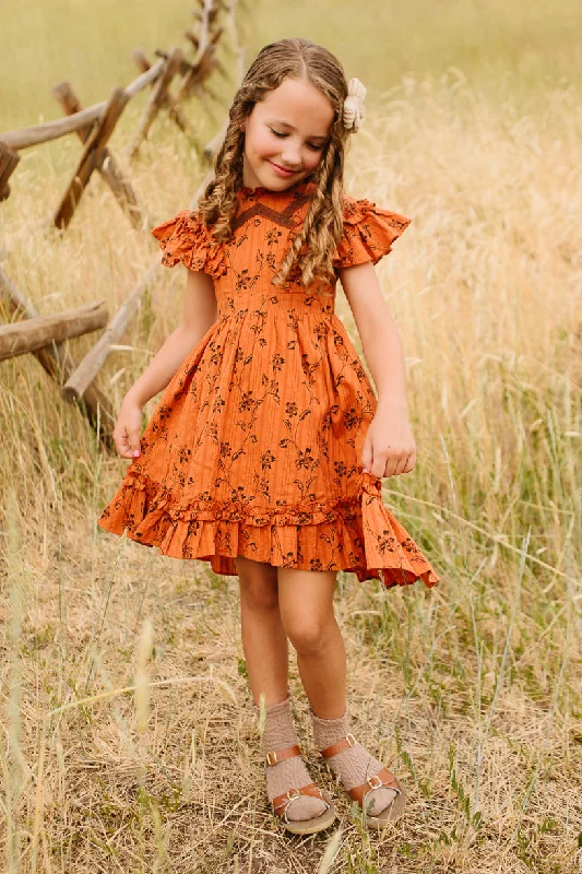 Mini Shae Dress in Burnt Orange Casual Button-Up Mini Dress