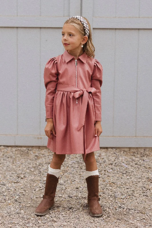 Mini Virgo Vegan Leather Dress in Pink Stylish Plaid Mini Dress