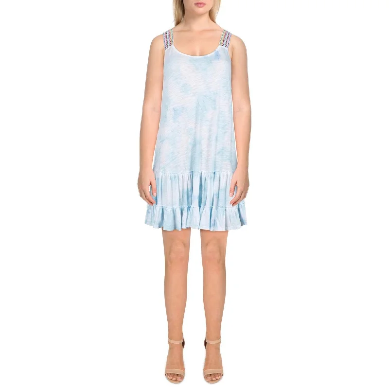 Pitusa Womens Tie-Dye Mini Slip Dress Trendy Denim Mini Dress