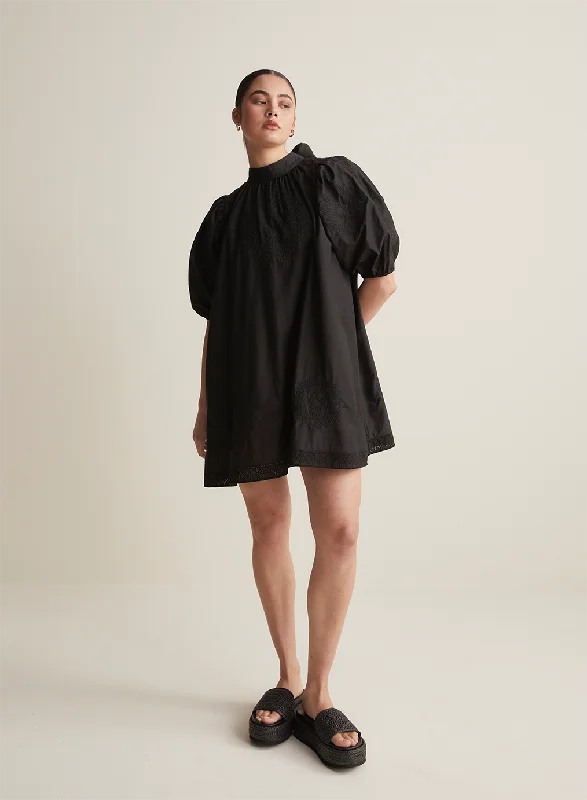 Romy Cotton Silk Mini Smock Dress Comfortable Wrap Mini Dress