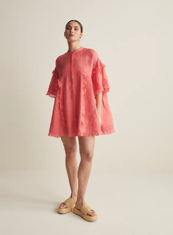 Sadie Linen Mini Smock Dress | Flamingo Cozy Knitted Mini Dress
