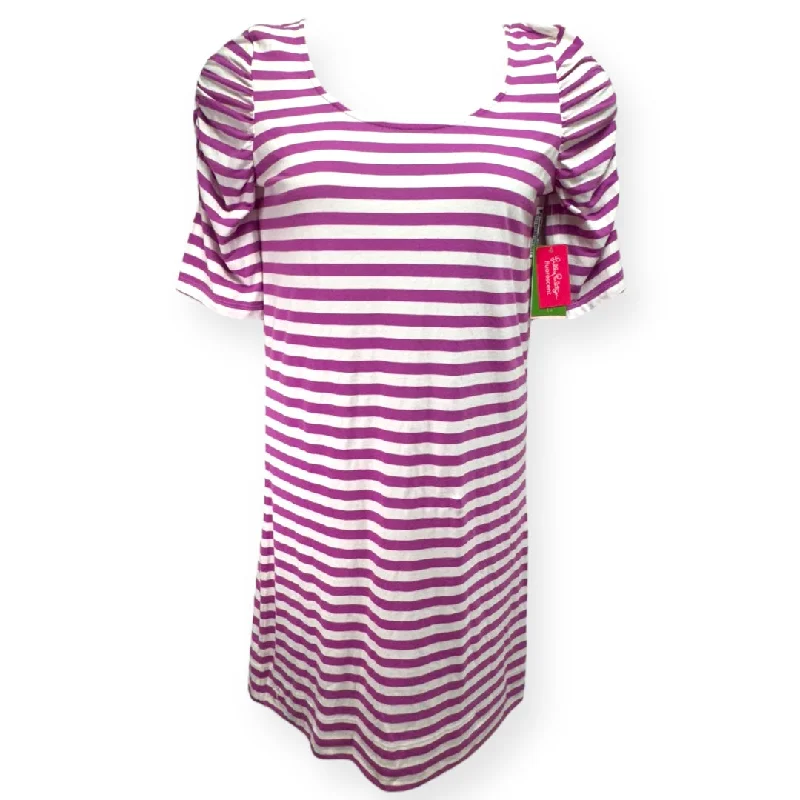 Kaley Dress in Pansy Purple Boat Party Stripe Designer Lilly Pulitzer, Size L Tunics Vintage classic