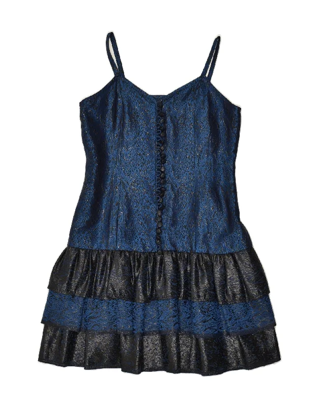 VINTAGE Womens Mini Tiered Dress UK 10 Small Blue Trendy Tulle Mini Dress