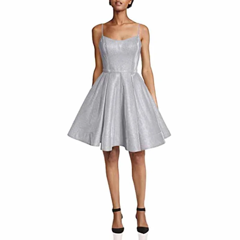 Womens Spaghetti Straps A-Line Mini Homecoming Dress Cocktail Dress Chic Sleeveless Mini Dress