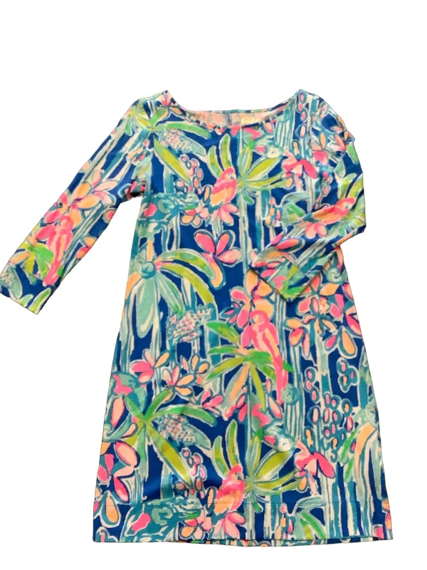 Blue Dress Party Short Lilly Pulitzer Square Neckline Feminine