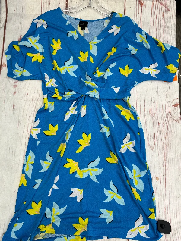 Blue Yellow Dress Party Short Worthington, Size M Square Neckline Feminine