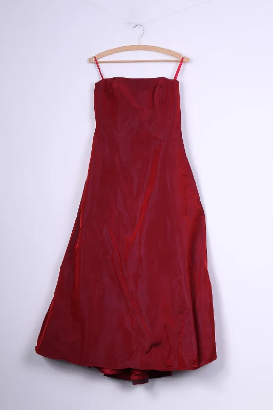 Debenhams Debut Womens 10 Dress Red Shiny Party Bandeau Netting Ball Gown Tunics Practical easy-care