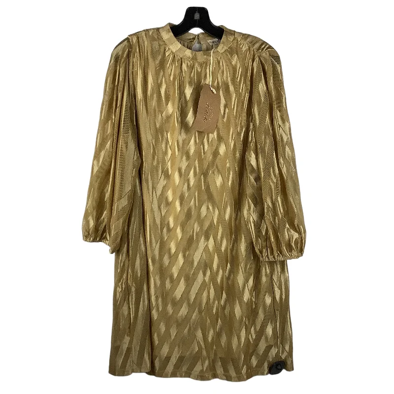 Gold Dress Party Short Listicle, Size S High-Low Hemline Casual