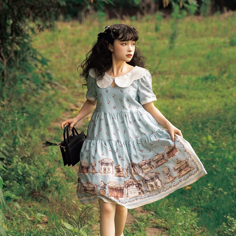 Magic Tea Party~elegant Lolita A-Line Printing OP Dress Tunics Plaid country