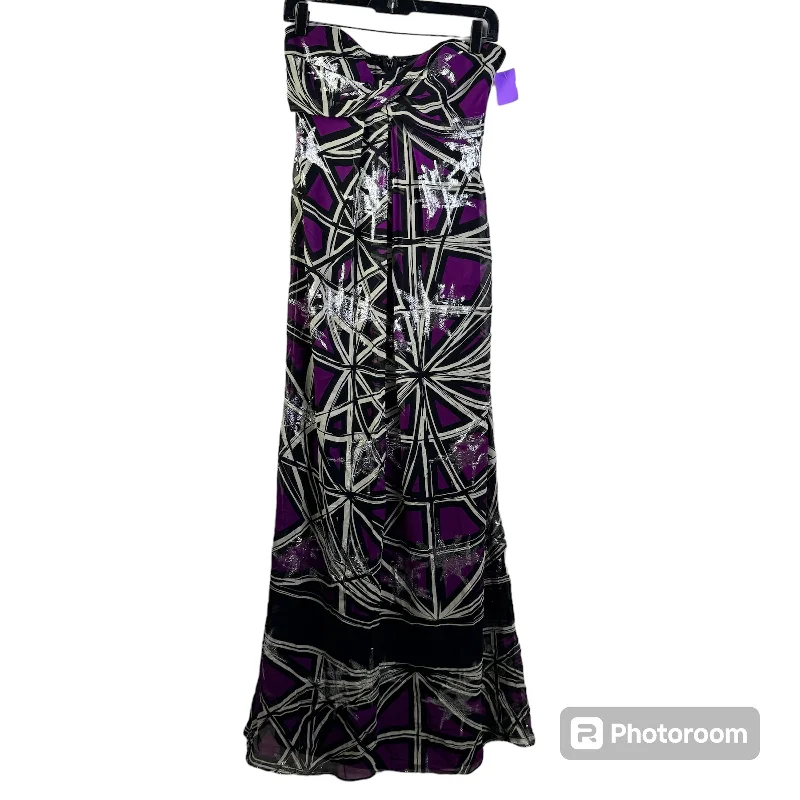 Purple & Silver Dress Party Long Nicole Miller, Size S Tunics Ceremony elegant