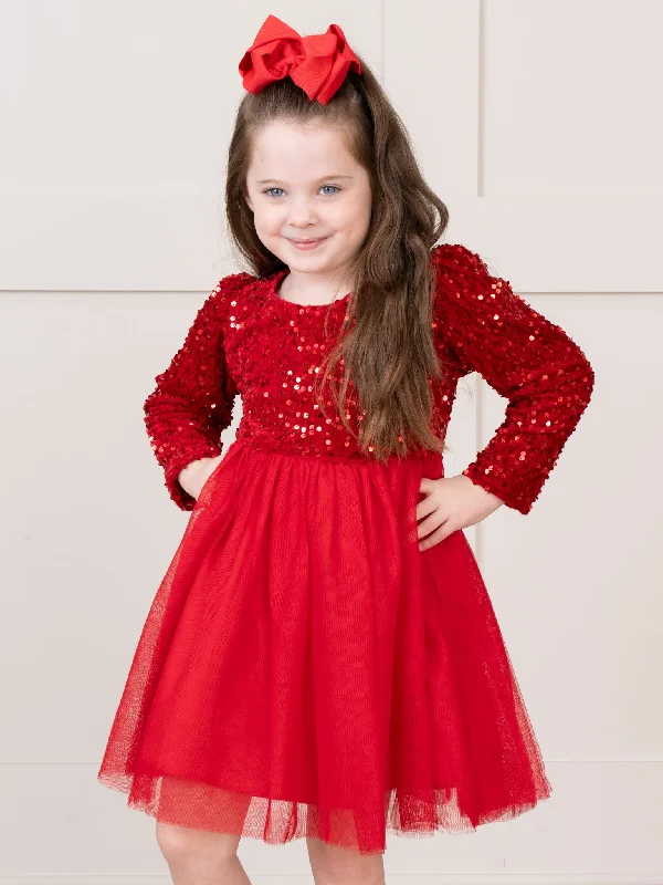 Ruby Sparkle Party Tulle Dress Tunics Satin smooth
