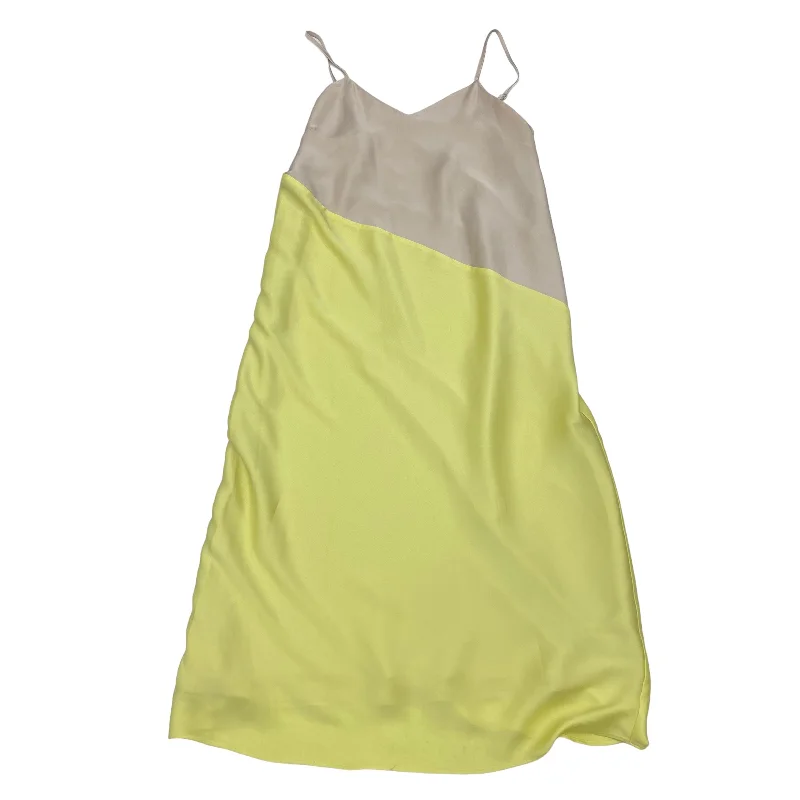 Tan & Yellow Dress Party Long Express, Size M High-Low Hemline Casual