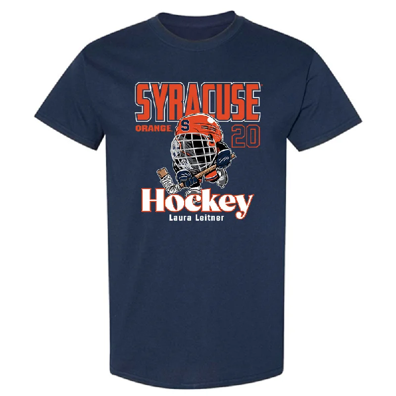 Syracuse - NCAA Women's Ice Hockey : Laura Leitner - Fashion Shersey T-Shirt-- Graphic T-Shirt Round Neck Polyester Syracuse - NCAA Women's Ice Hockey : Laura Leitner - Fashion Shersey T-Shirt-- Graphic T-Shirt Round Neck Polyester