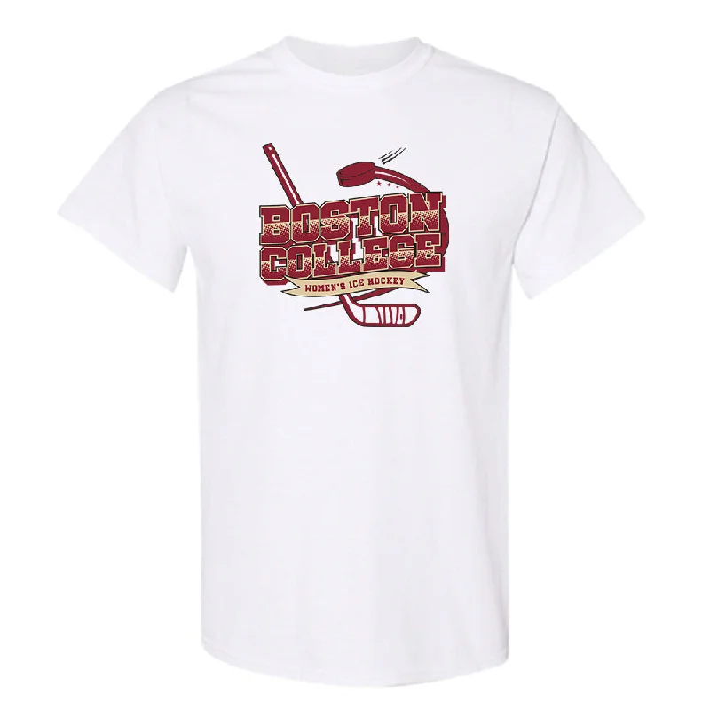 Boston College - NCAA Women's Ice Hockey : Skyler Sharfman - Sports Shersey T-Shirt-- Collared T-Shirt Boat Neck A-Line Boston College - NCAA Women's Ice Hockey : Skyler Sharfman - Sports Shersey T-Shirt-- Collared T-Shirt Boat Neck A-Line