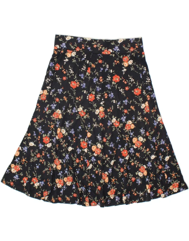 LAURA ASHLEY Womens A-Line Skirt UK 12 Medium W30 Black Floral Cotton cotton skirt soft LAURA ASHLEY Womens A-Line Skirt UK 12 Medium W30 Black Floral Cotton cotton skirt soft