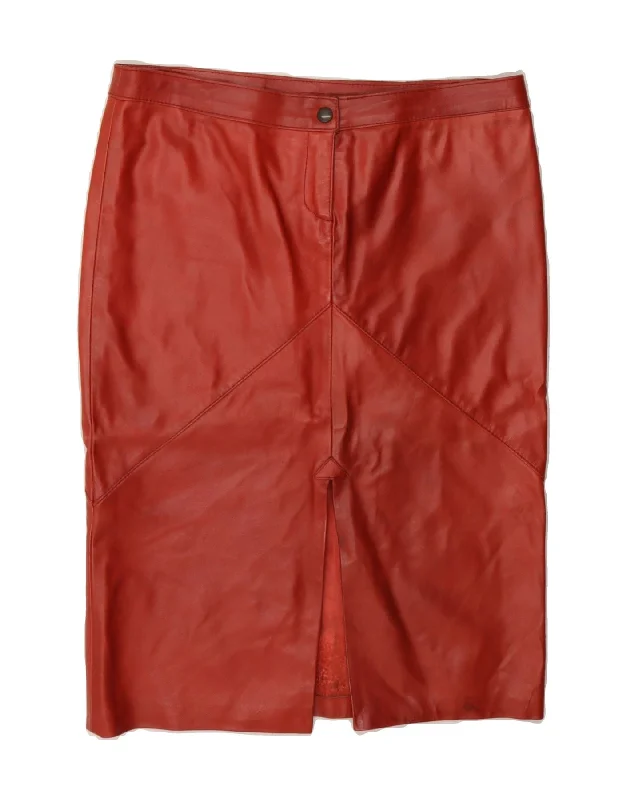 VINTAGE Womens Leather Skirt IT 46 Large W32 Brown Leather chiffon skirt lightweight VINTAGE Womens Leather Skirt IT 46 Large W32 Brown Leather chiffon skirt lightweight