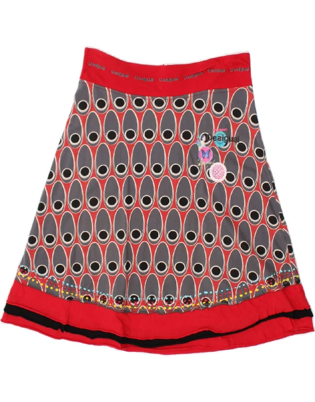 DESIGUAL Womens Abstract Pattern A-Line Skirt UK 14 Medium W30 Red Cotton velvet skirt luxurious DESIGUAL Womens Abstract Pattern A-Line Skirt UK 14 Medium W30 Red Cotton velvet skirt luxurious