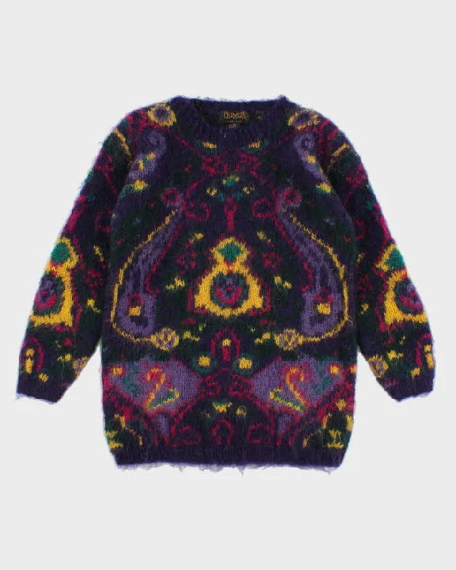 Vintage 90s Woman's Colourful Mohair Sweater Cotton Fabric Linen Fabric Terry Fabric Vintage 90s Woman's Colourful Mohair Sweater Cotton Fabric Linen Fabric Terry Fabric