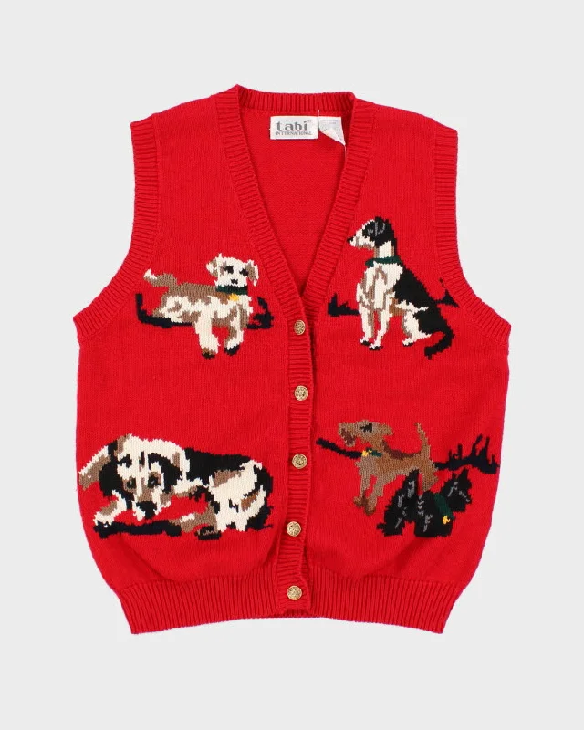 Vintage Tabi International Red Dog Knitted Button Up Sweater Vest - S Faux Fur Fabric Real Fur Fabric Shearling Fabric Vintage Tabi International Red Dog Knitted Button Up Sweater Vest - S Faux Fur Fabric Real Fur Fabric Shearling Fabric