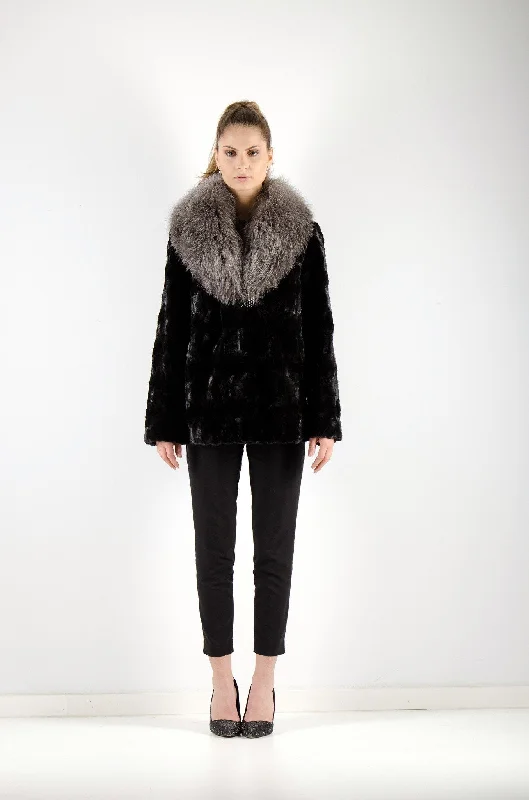 26 | Black Mink Fur Jacket Fox Collar Trim Chenille Fabric Brocade Fabric Lace Fabric 26 | Black Mink Fur Jacket Fox Collar Trim Chenille Fabric Brocade Fabric Lace Fabric
