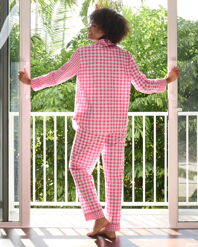 Garden Gingham - Long PJ Set - Pink Spritz