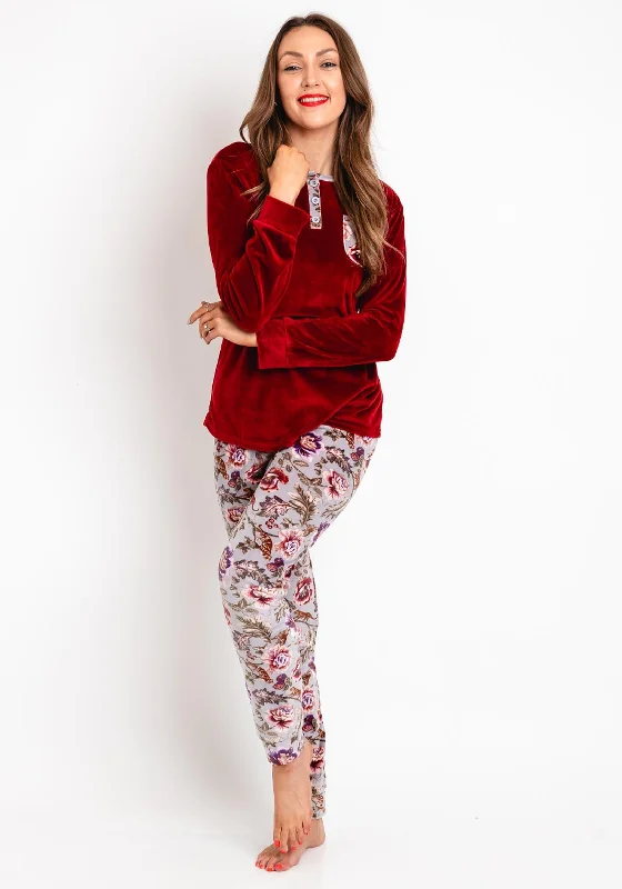 Serafina Collection Floral 2 Piece Pyjama Set, Red