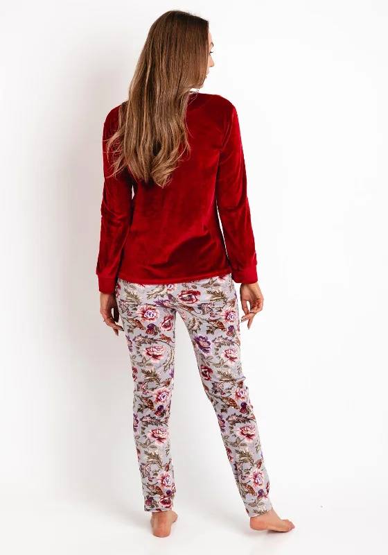 Serafina Collection Floral 2 Piece Pyjama Set, Red